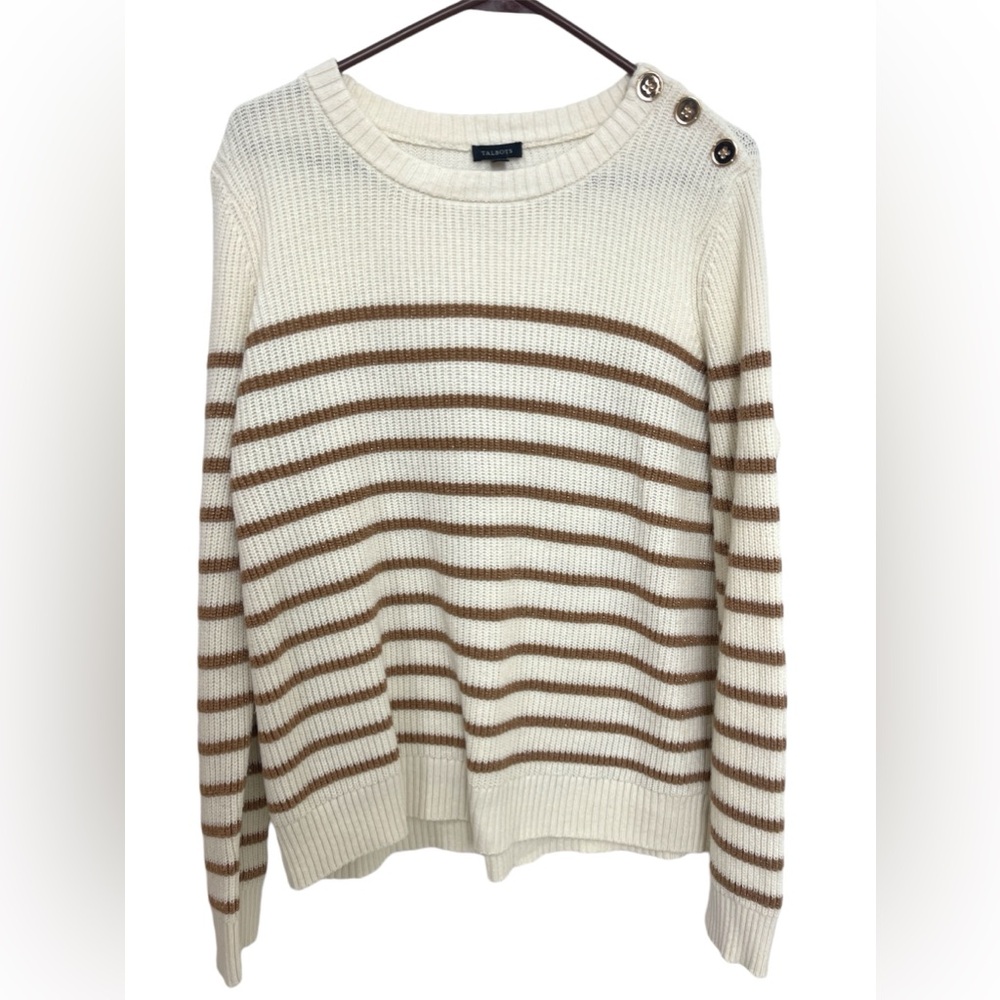 Talbots Crewneck Metallic Striped Knit Sweater Size L - Picture 1 of 8